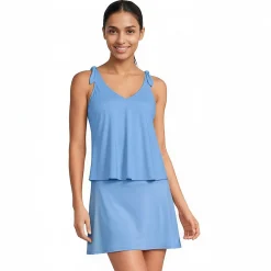 Tankini-Top mit geknoteten Trägern und Flattersaum für Damen mit D-Cups