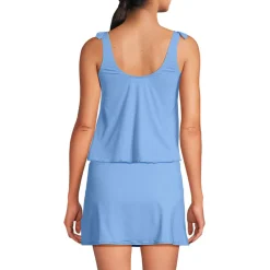 Tankini-Top mit geknoteten Trägern und Flattersaum für Damen mit D-Cups