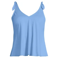 Tankini-Top mit geknoteten Trägern und Flattersaum für Damen mit D-Cups