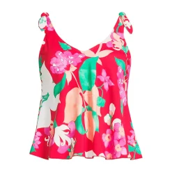 Tankini-Top mit geknoteten Trägern und Flattersaum für Damen