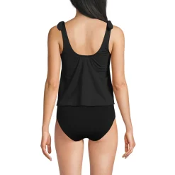 Tankini-Top mit geknoteten Trägern und Flattersaum für Damen