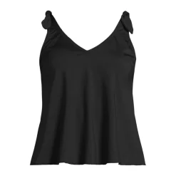 Tankini-Top mit geknoteten Trägern und Flattersaum für Damen