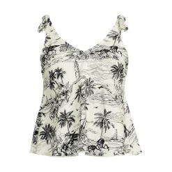 Tankini-Top mit geknoteten Trägern und Flattersaum für Damen