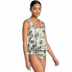 Tankini-Top mit geknoteten Trägern und Flattersaum für Damen