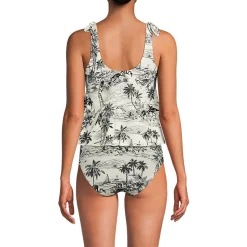 Tankini-Top mit geknoteten Trägern und Flattersaum für Damen