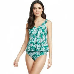 Tankini-Top mit geknoteten Trägern und Flattersaum für Damen