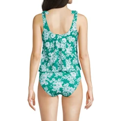 Tankini-Top mit geknoteten Trägern und Flattersaum für Damen
