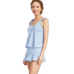 Tankini-Top mit geknoteten Trägern und Flattersaum für Damen