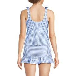 Tankini-Top mit geknoteten Trägern und Flattersaum für Damen