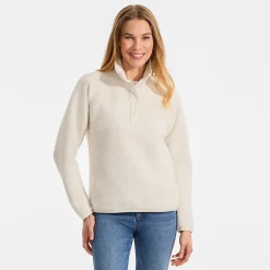 Teddy-Pullover mit Druckknopf-Leiste für Damen