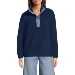 Teddy-Pullover mit Druckknopf-Leiste für Damen