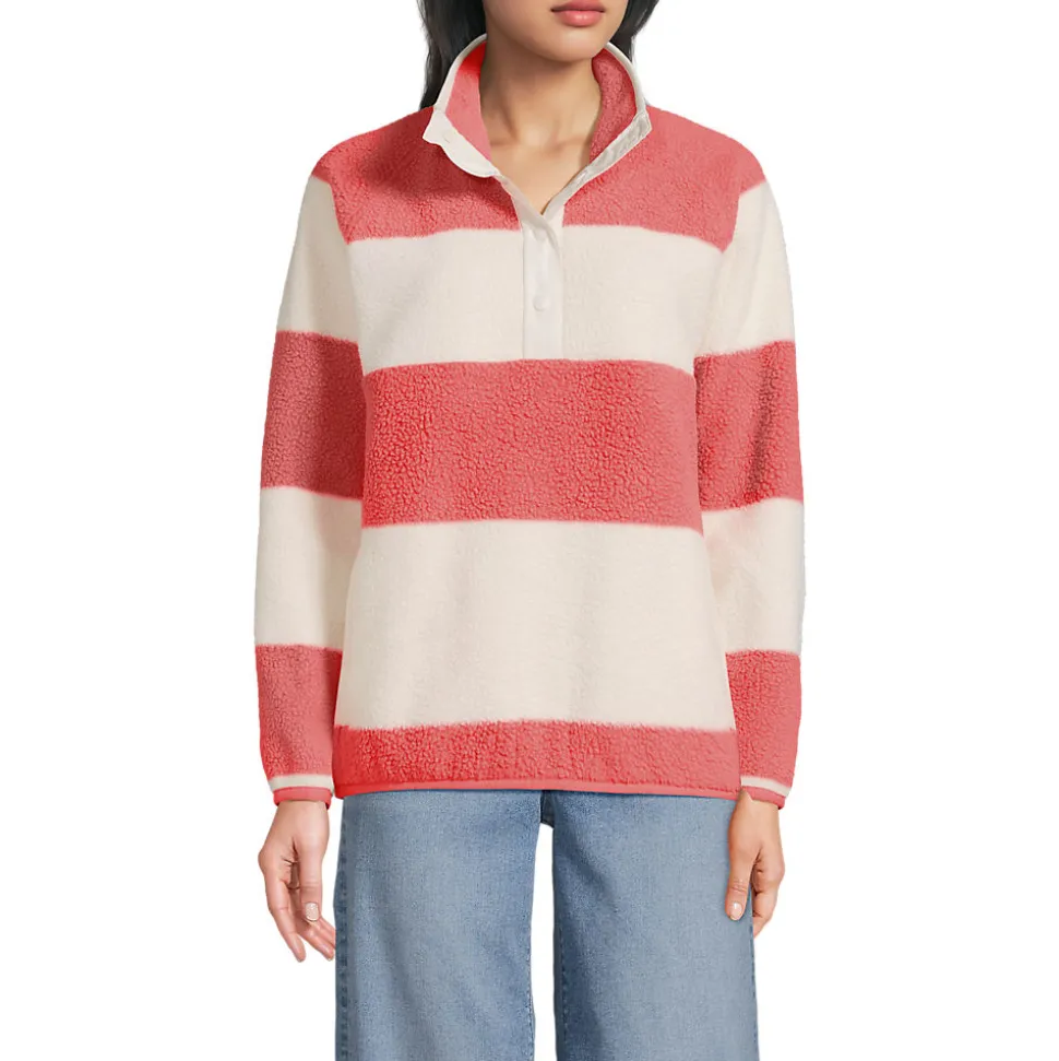 Teddy-Pullover mit Druckknopf-Leiste für Damen