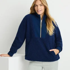 Teddy-Pullover mit Reißverschluss für Damen
