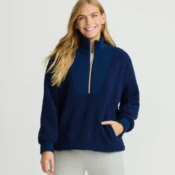 Teddy-Pullover mit Reißverschluss für Damen