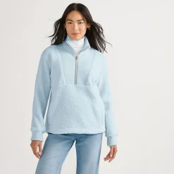 Teddy-Pullover mit Reißverschluss für Damen