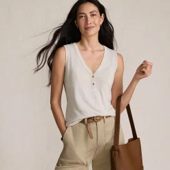 Top aus Leinenmix für Damen