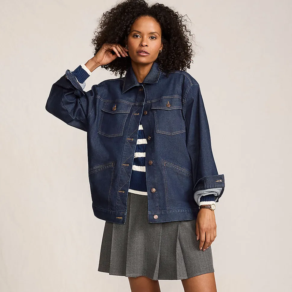 Trucker-Jeansjacke, oversized für Damen