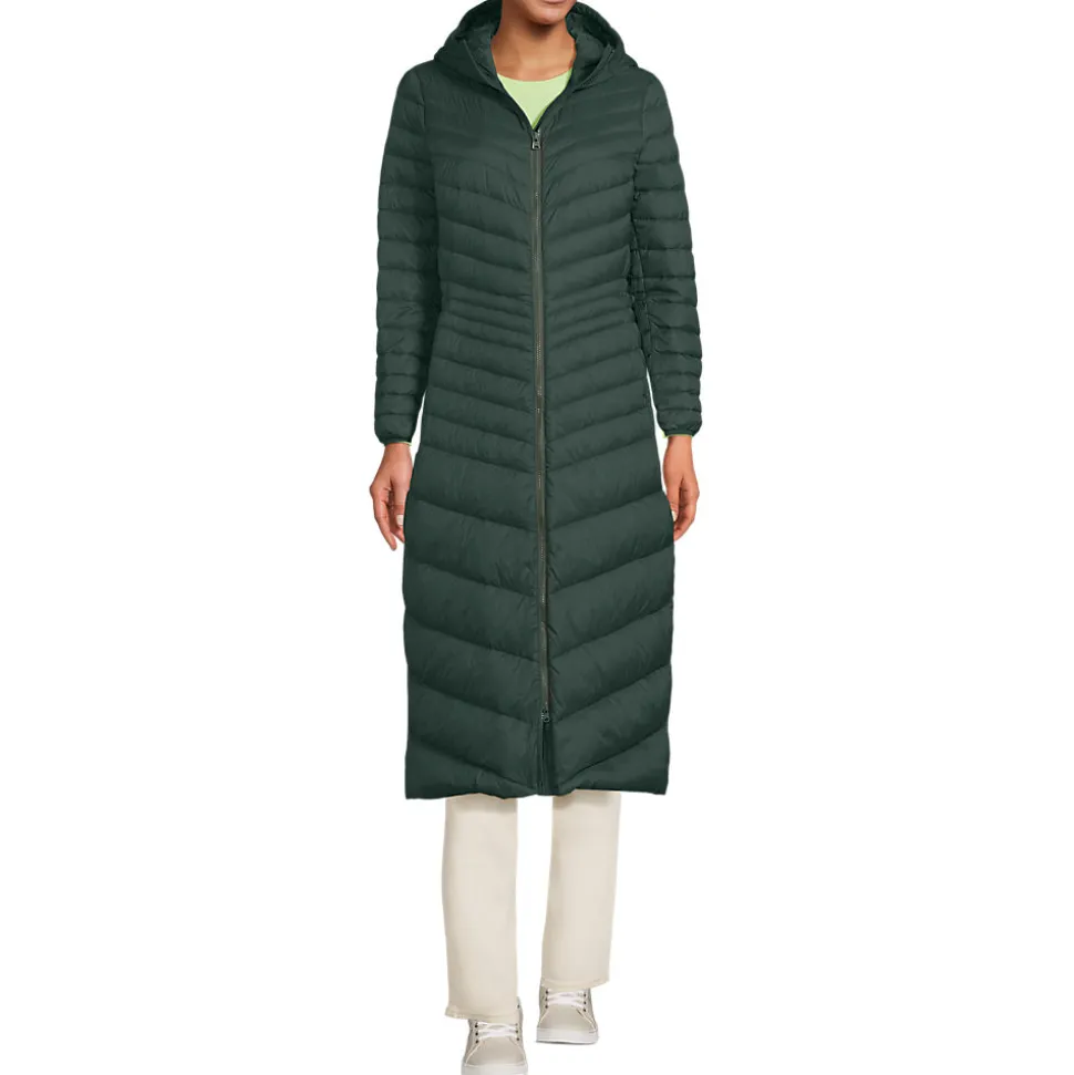 Ultraleichter Maxi-Daunenmantel mit Kapuze WANDERWEIGHT für Damen