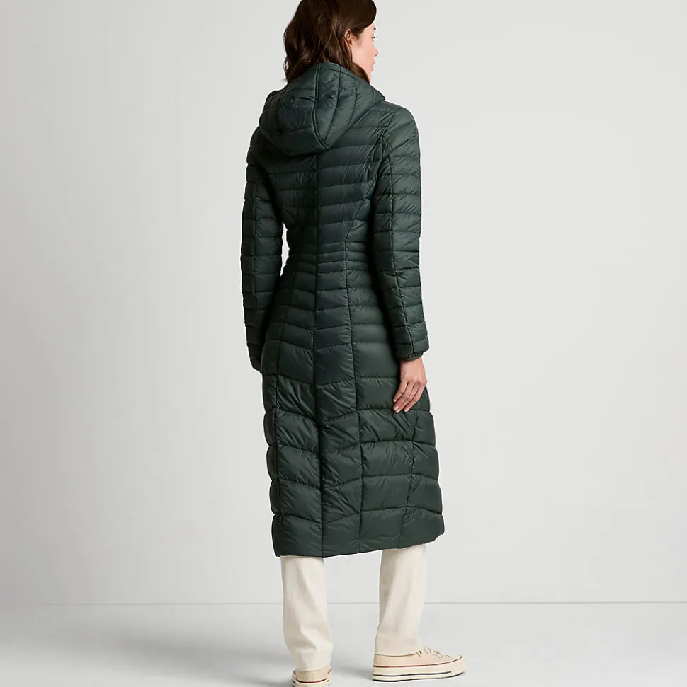 Ultraleichter Maxi-Daunenmantel mit Kapuze WANDERWEIGHT für Damen