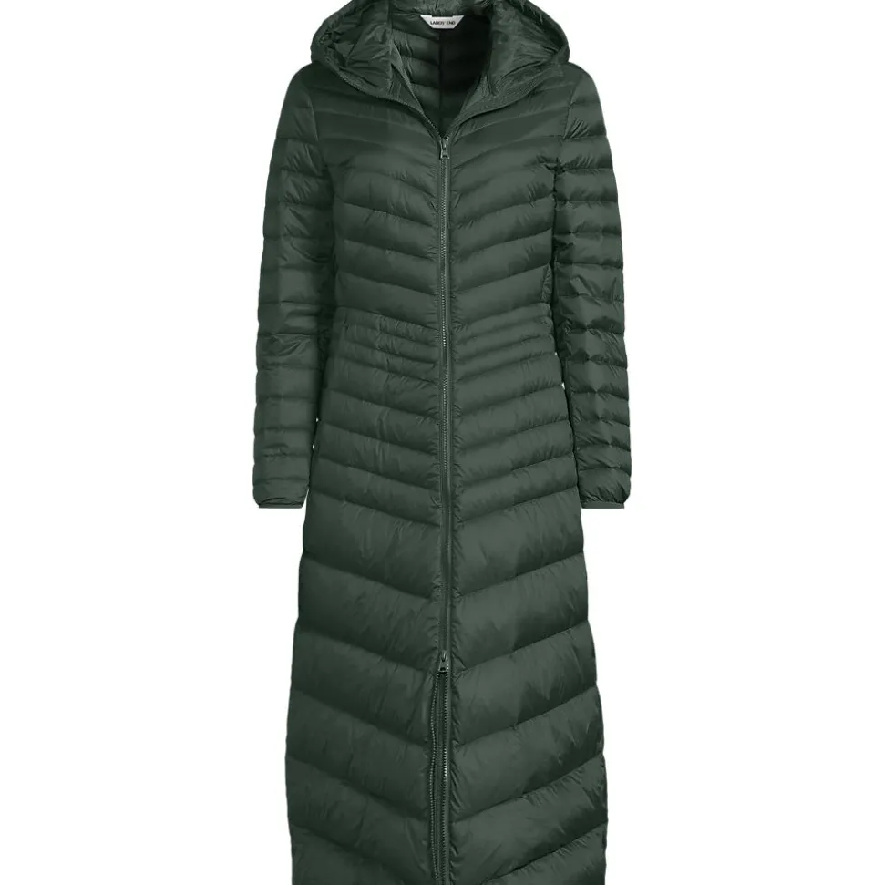 Ultraleichter Maxi-Daunenmantel mit Kapuze WANDERWEIGHT für Damen
