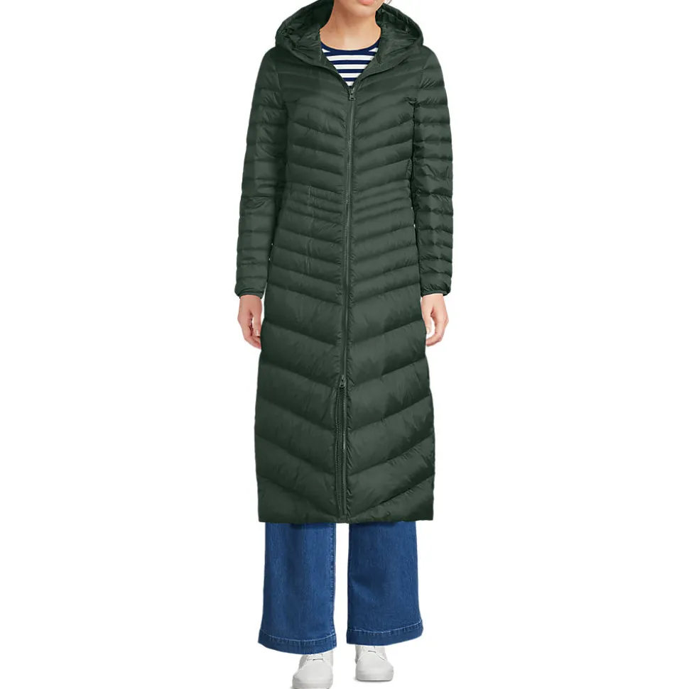Ultraleichter Maxi-Daunenmantel mit Kapuze WANDERWEIGHT für Damen