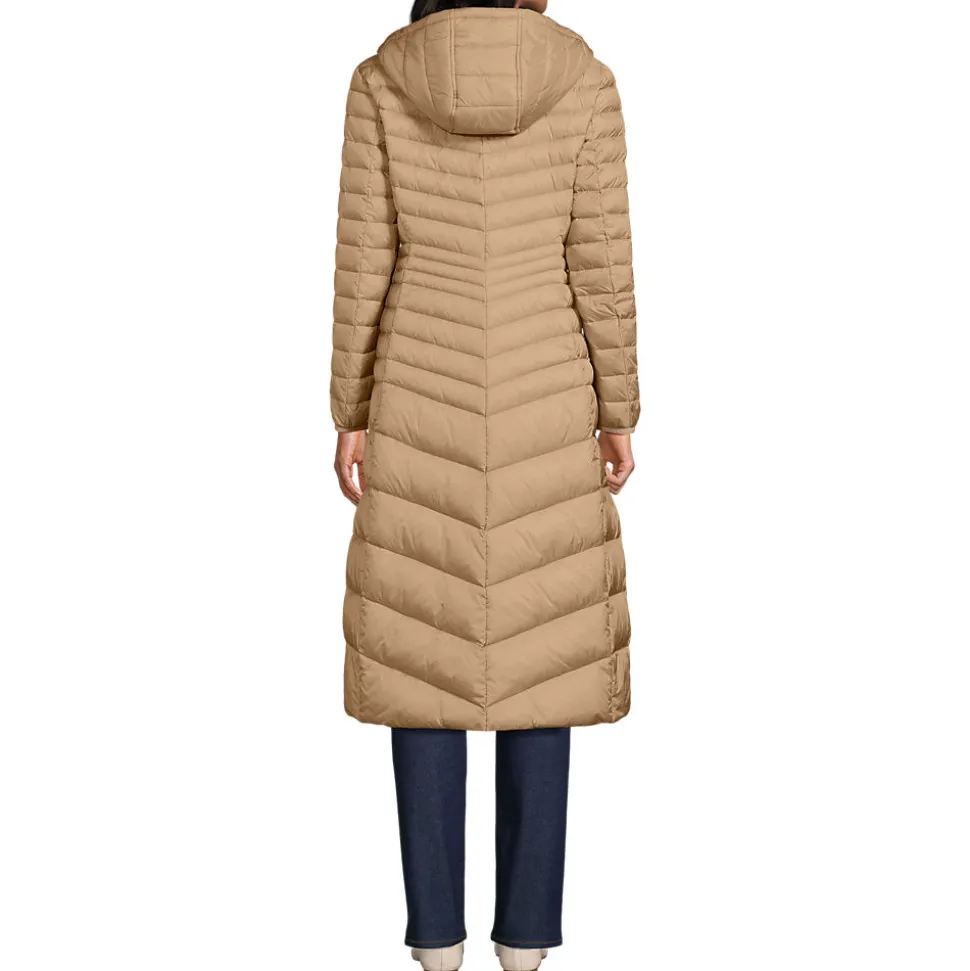 Ultraleichter Maxi-Daunenmantel mit Kapuze WANDERWEIGHT für Damen