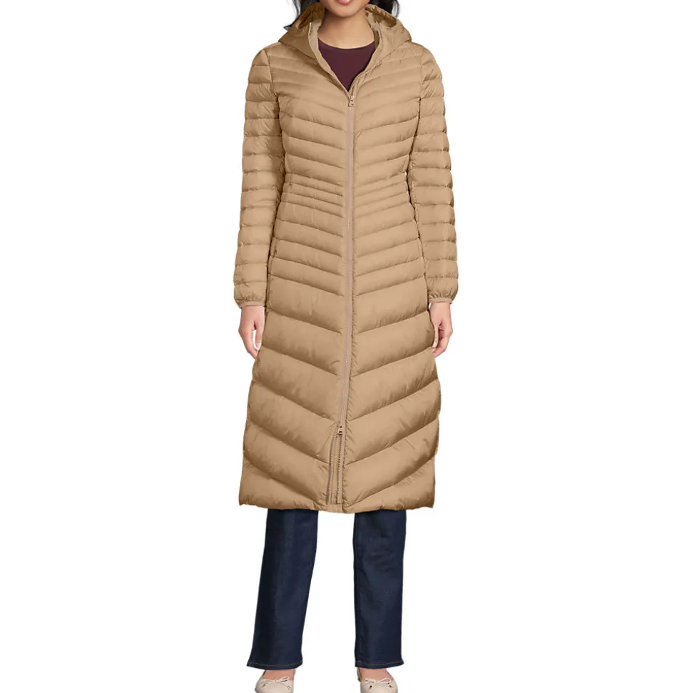 Ultraleichter Maxi-Daunenmantel mit Kapuze WANDERWEIGHT für Damen