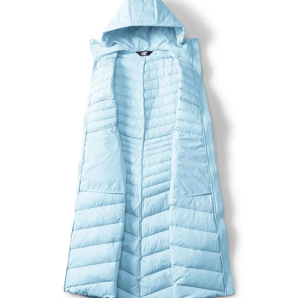 Ultraleichter Maxi-Daunenmantel mit Kapuze WANDERWEIGHT für Damen