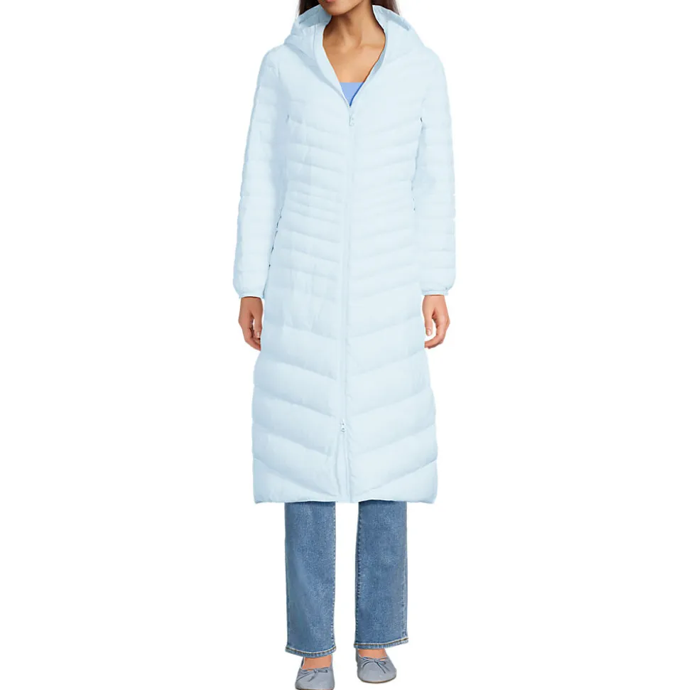 Ultraleichter Maxi-Daunenmantel mit Kapuze WANDERWEIGHT für Damen