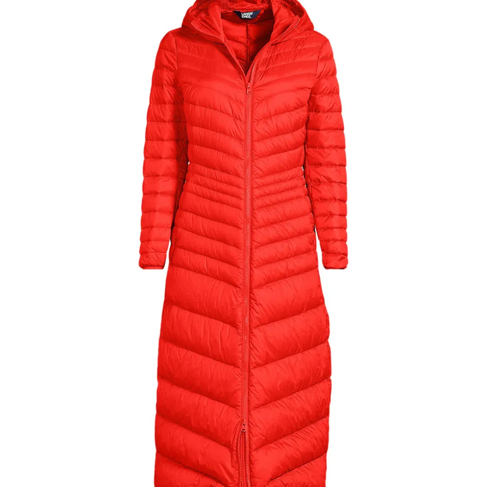 Ultraleichter Maxi-Daunenmantel mit Kapuze WANDERWEIGHT für Damen