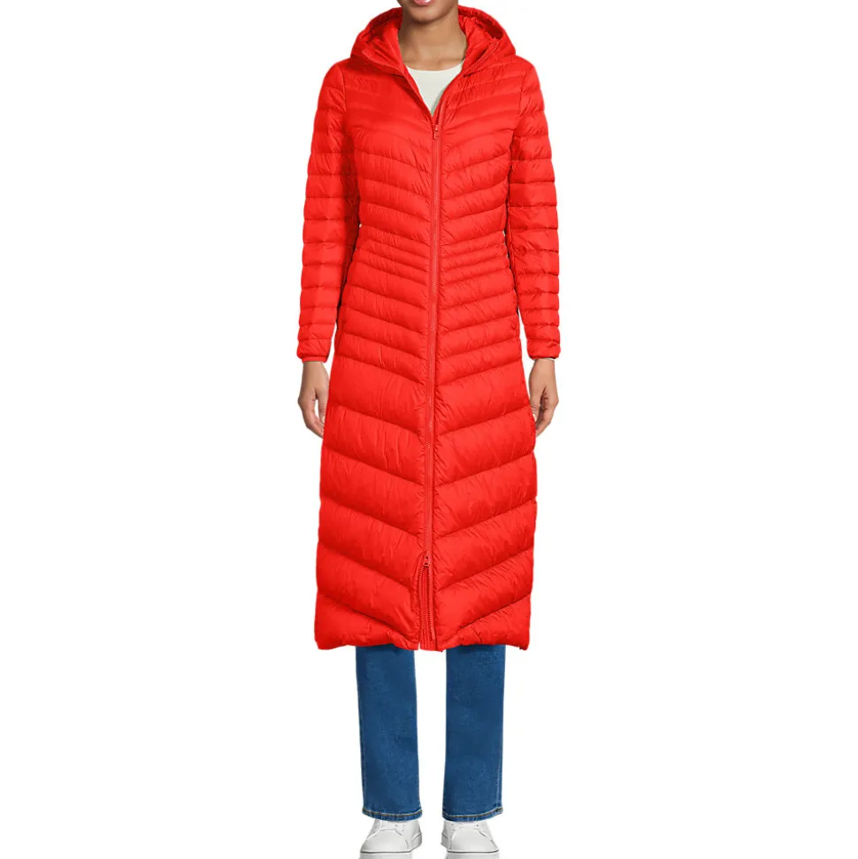 Ultraleichter Maxi-Daunenmantel mit Kapuze WANDERWEIGHT für Damen