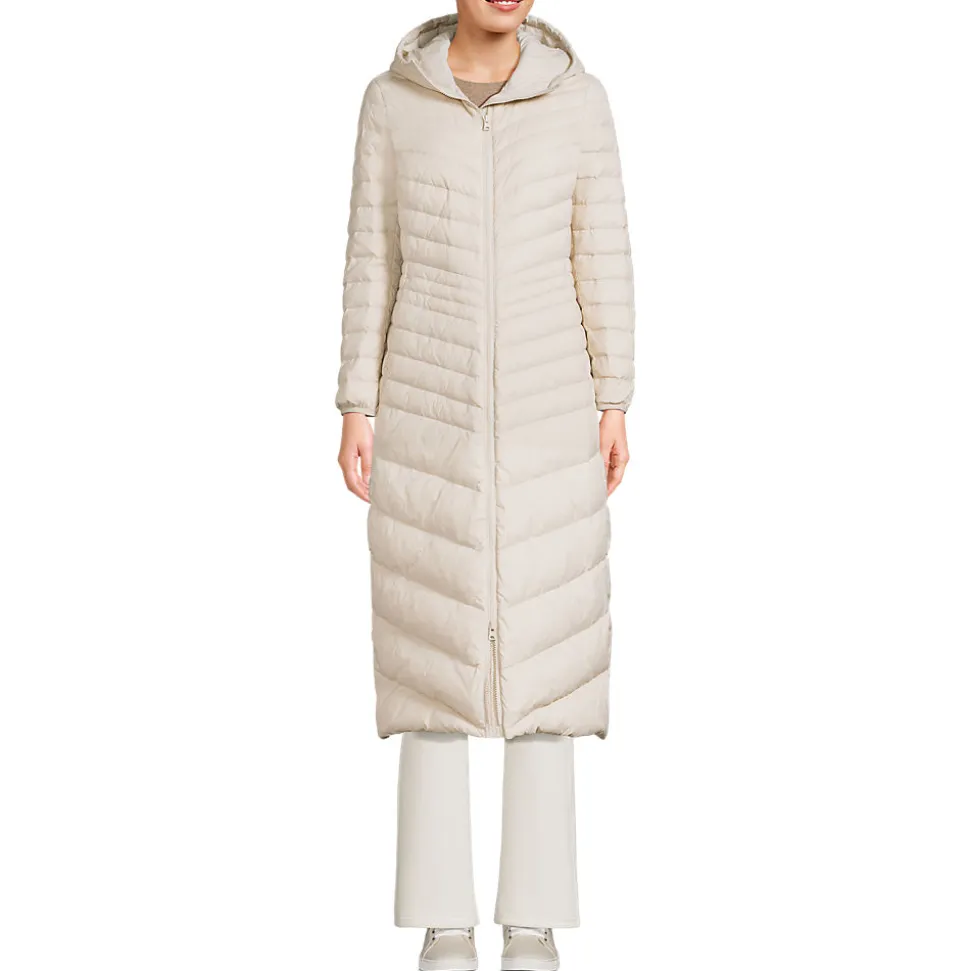 Ultraleichter Maxi-Daunenmantel mit Kapuze WANDERWEIGHT für Damen