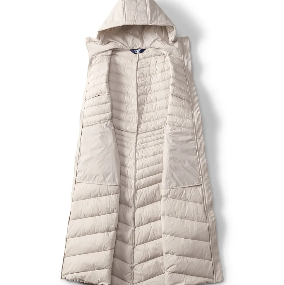 Ultraleichter Maxi-Daunenmantel mit Kapuze WANDERWEIGHT für Damen