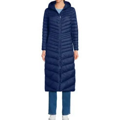 Ultraleichter Maxi-Daunenmantel mit Kapuze WANDERWEIGHT für Damen