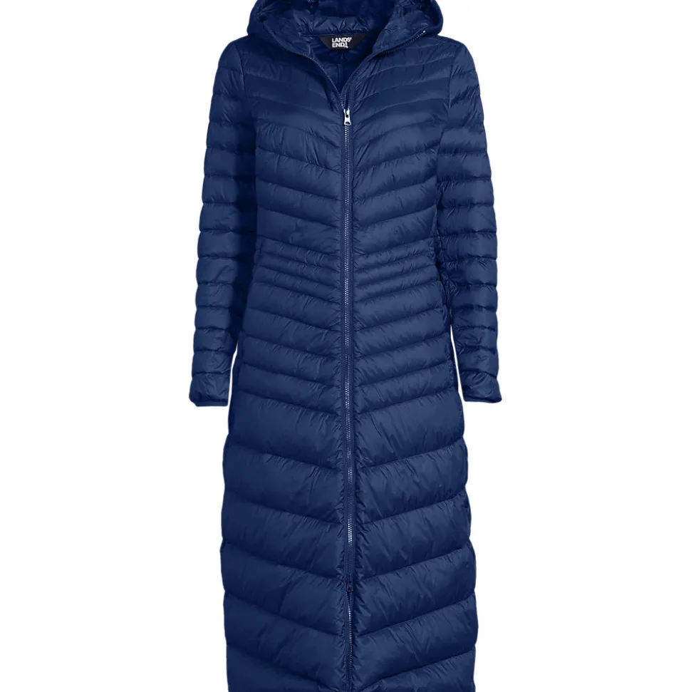 Ultraleichter Maxi-Daunenmantel mit Kapuze WANDERWEIGHT für Damen
