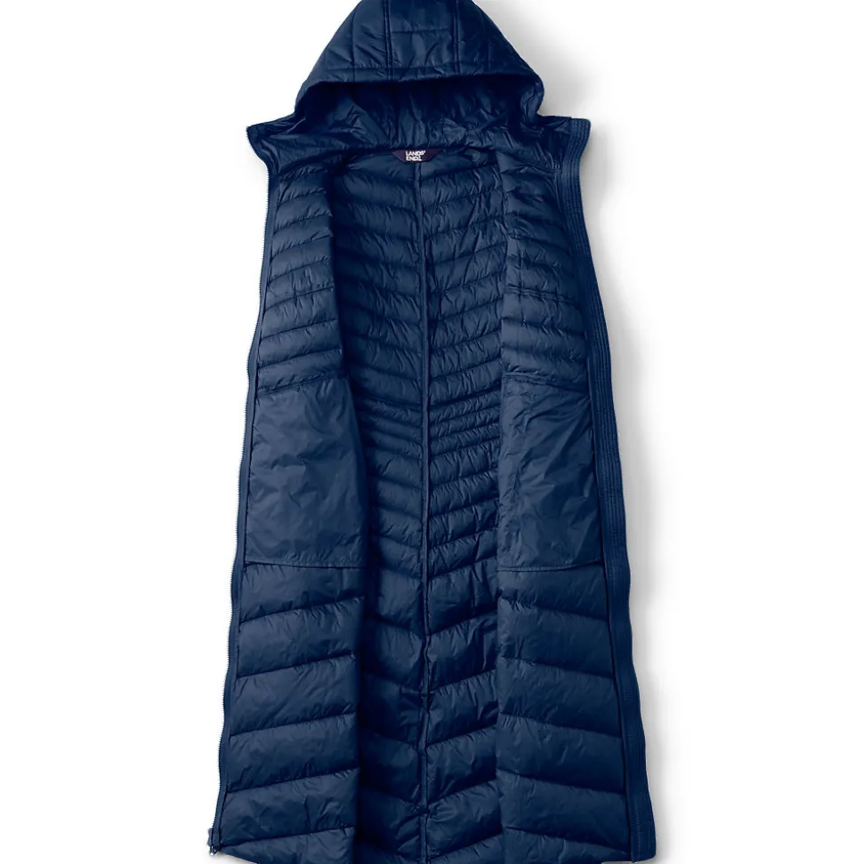 Ultraleichter Maxi-Daunenmantel mit Kapuze WANDERWEIGHT für Damen