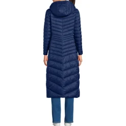 Ultraleichter Maxi-Daunenmantel mit Kapuze WANDERWEIGHT für Damen