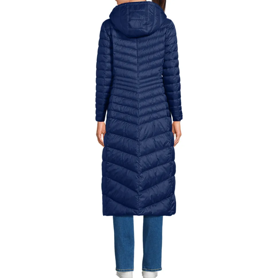 Ultraleichter Maxi-Daunenmantel mit Kapuze WANDERWEIGHT für Damen