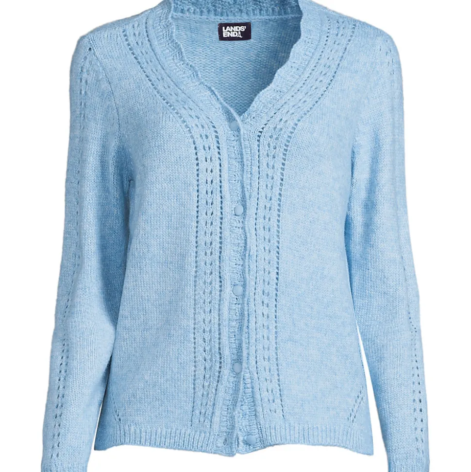 V-Cardigan mit Ajourmuster für Damen