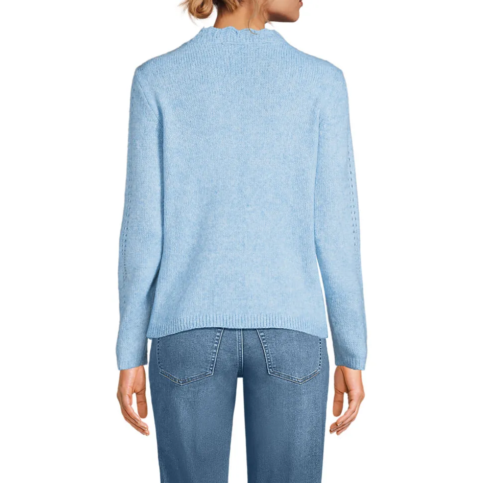 V-Cardigan mit Ajourmuster für Damen