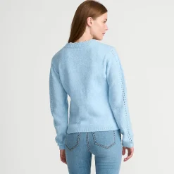 V-Cardigan mit Ajourmuster für Damen