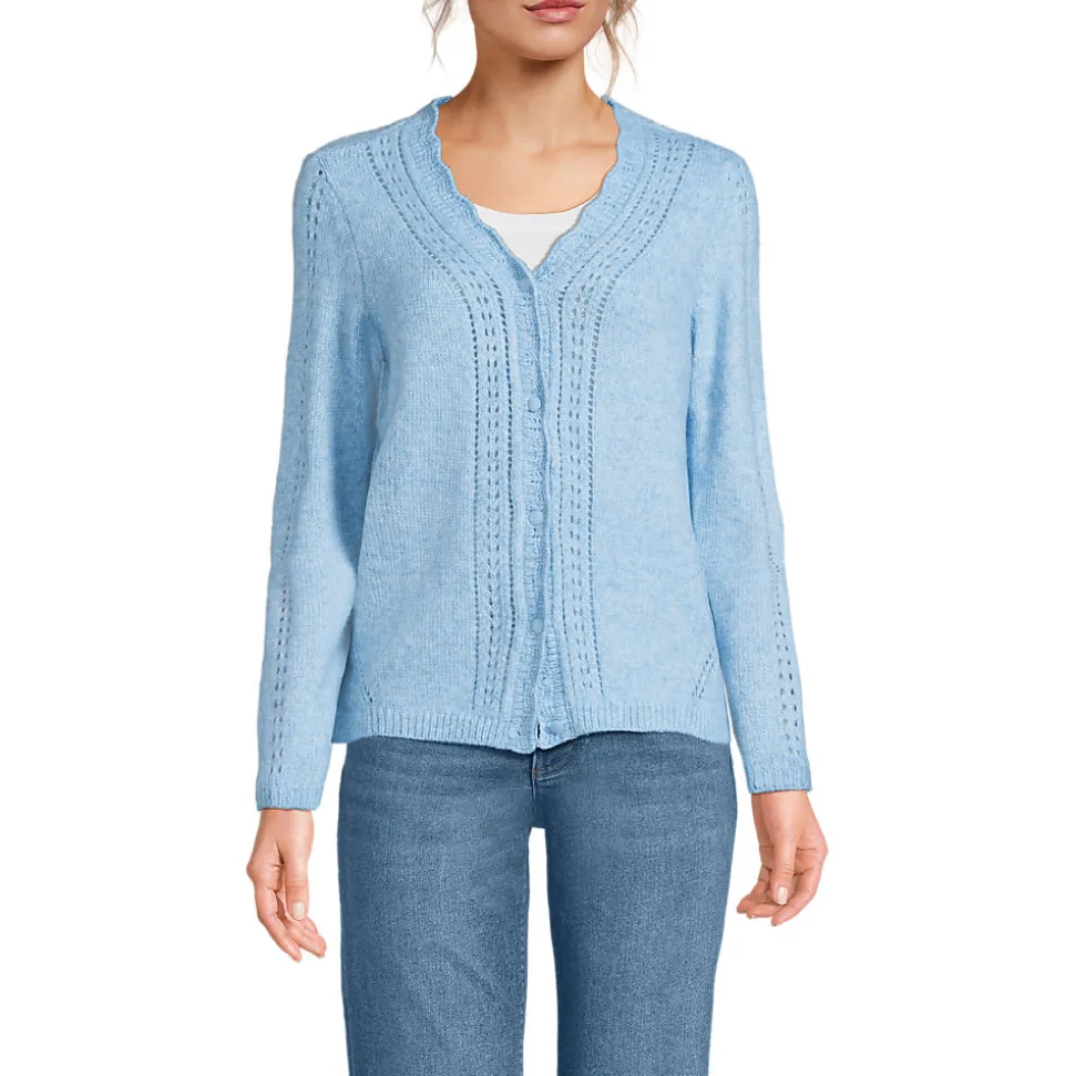 V-Cardigan mit Ajourmuster für Damen