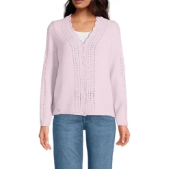 V-Cardigan mit Ajourmuster für Damen