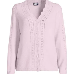 V-Cardigan mit Ajourmuster für Damen