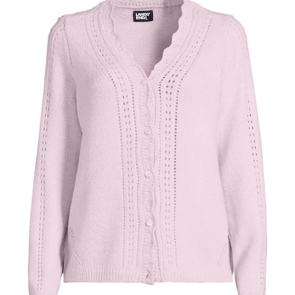 V-Cardigan mit Ajourmuster für Damen