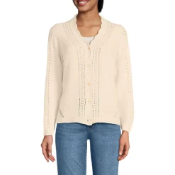 V-Cardigan mit Ajourmuster für Damen