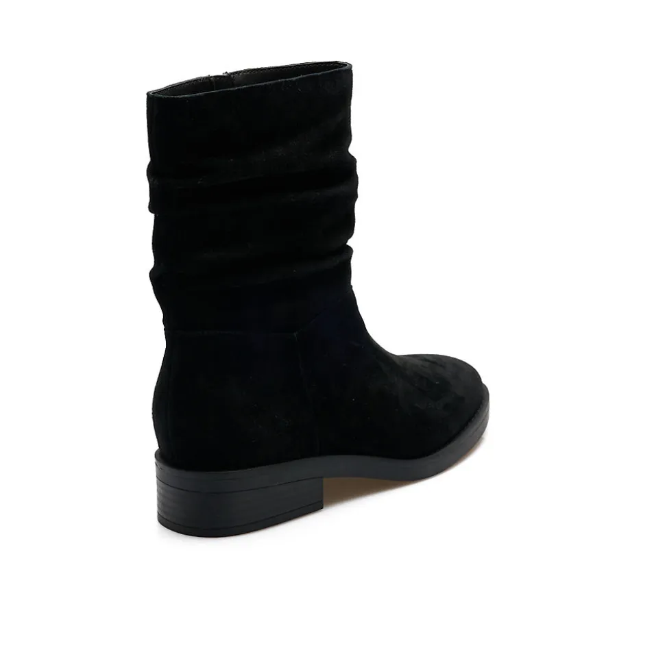 Veloursleder-Boots mit locker sitzendem Schaft für Damen