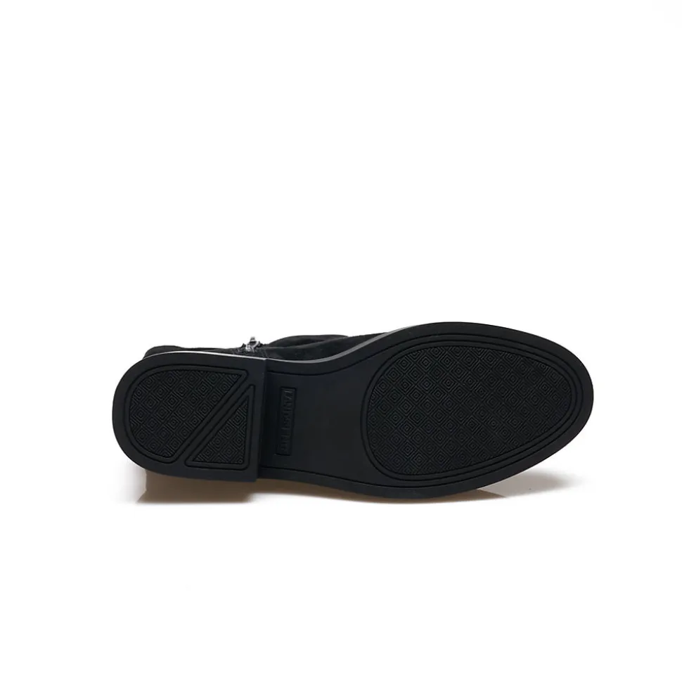 Veloursleder-Boots mit locker sitzendem Schaft für Damen