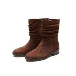 Veloursleder-Boots mit locker sitzendem Schaft für Damen