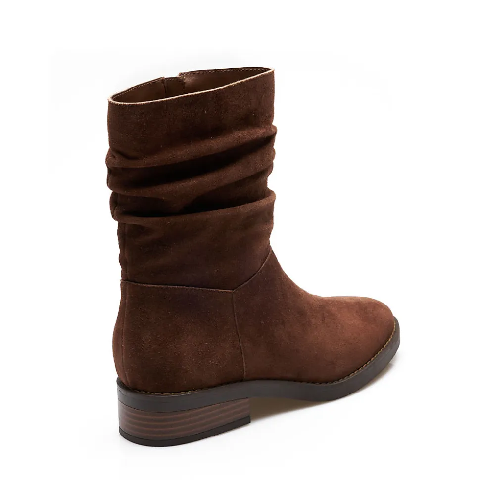Veloursleder-Boots mit locker sitzendem Schaft für Damen